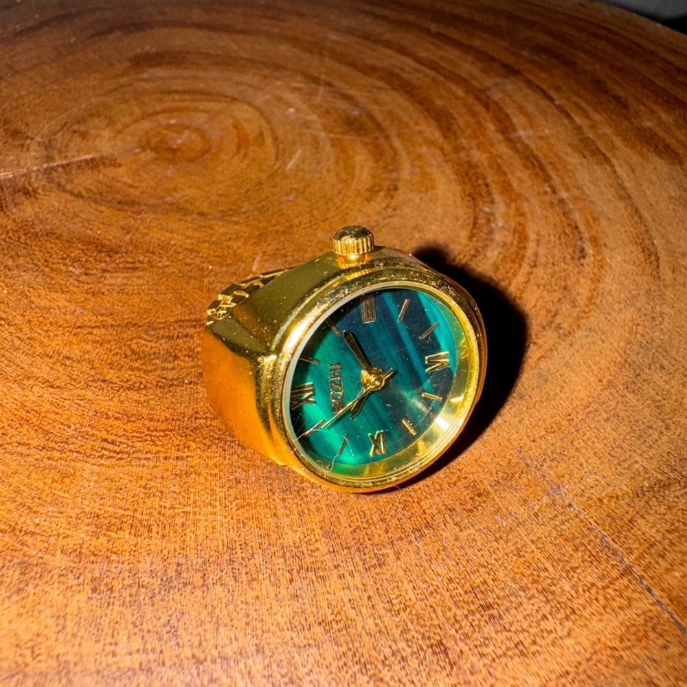 Gold and Green Watch Ring